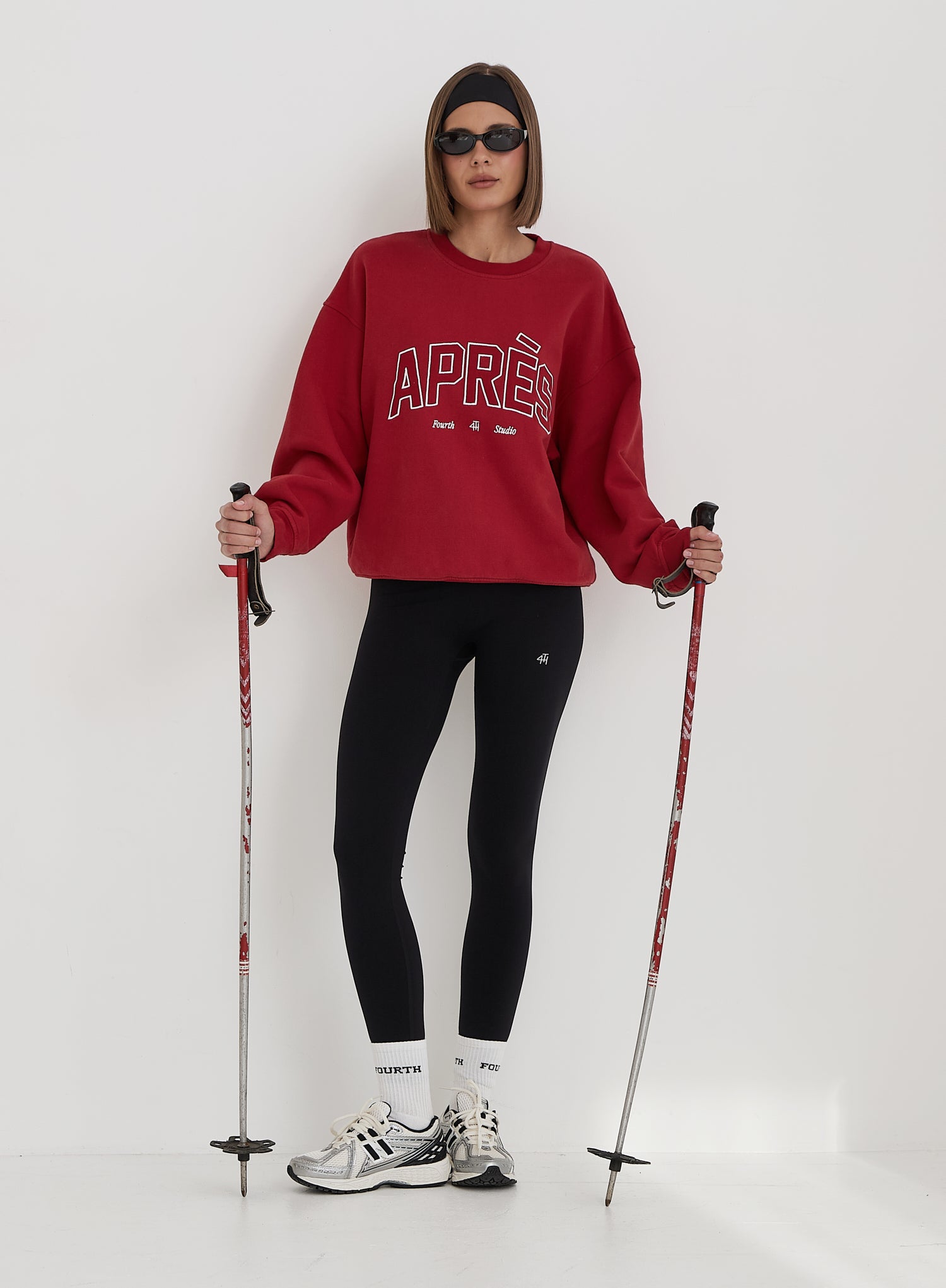 Red Embroidered Apres Slogan Oversized Sweatshirt